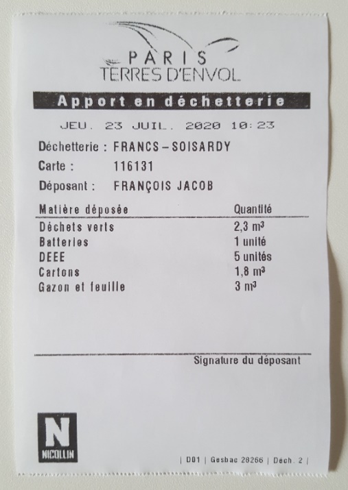 Impression d'un ticket de dépôt