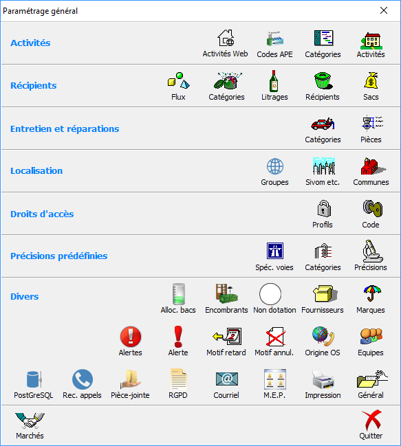 Paramétrage général du logiciel