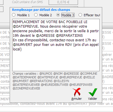 Configuration d'un modèle de message-type