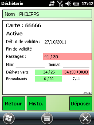 Fiche usager de déchetterie