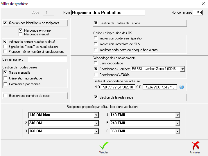 Configuration de votre territoire