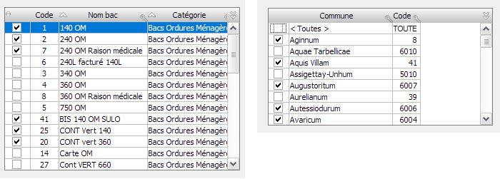 Gesbac Mobile : Sélection des communes et des bacs autorisés