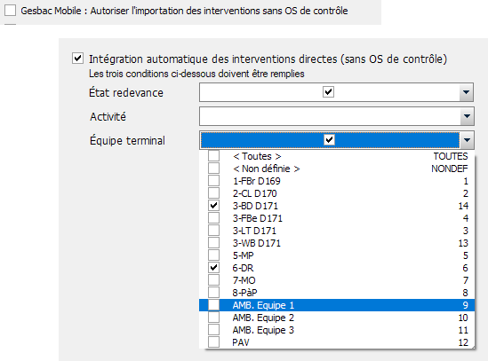 Intégration des interventions directes sans os de contrôle