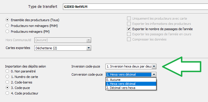 Interface déchetterie conversion code-puce RFID
