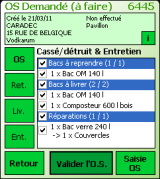 Fenêtre d'un ordre de service