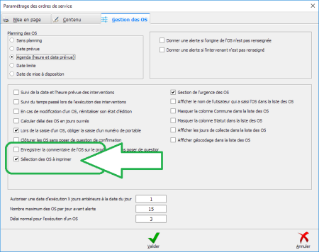 Activation de la fonctionnalité de sélection des OS