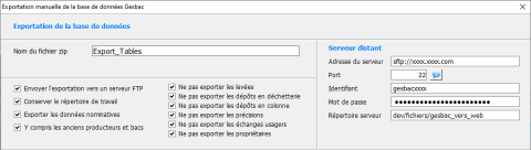 Désactivation de certaines tables pour alléger l'exportation vers un système tiers