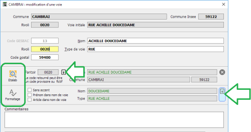 Importation du code FANTOIR d'une rue suite à une requête ETALAB
